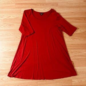 EILEEN FISHER Viscose Stretch Jersey Tunic Top M Scoop Neck 3/4 Sleeve Red USA